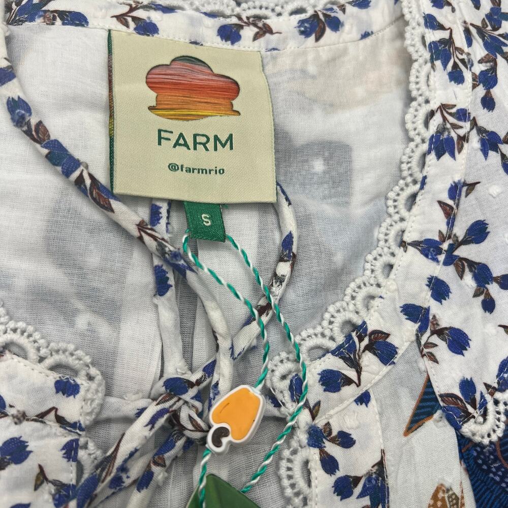 NEW NWT Farm Rio Off-White Summer Flowers Beaded Tassels Maxi Dress Size S - Picture 6 of 8